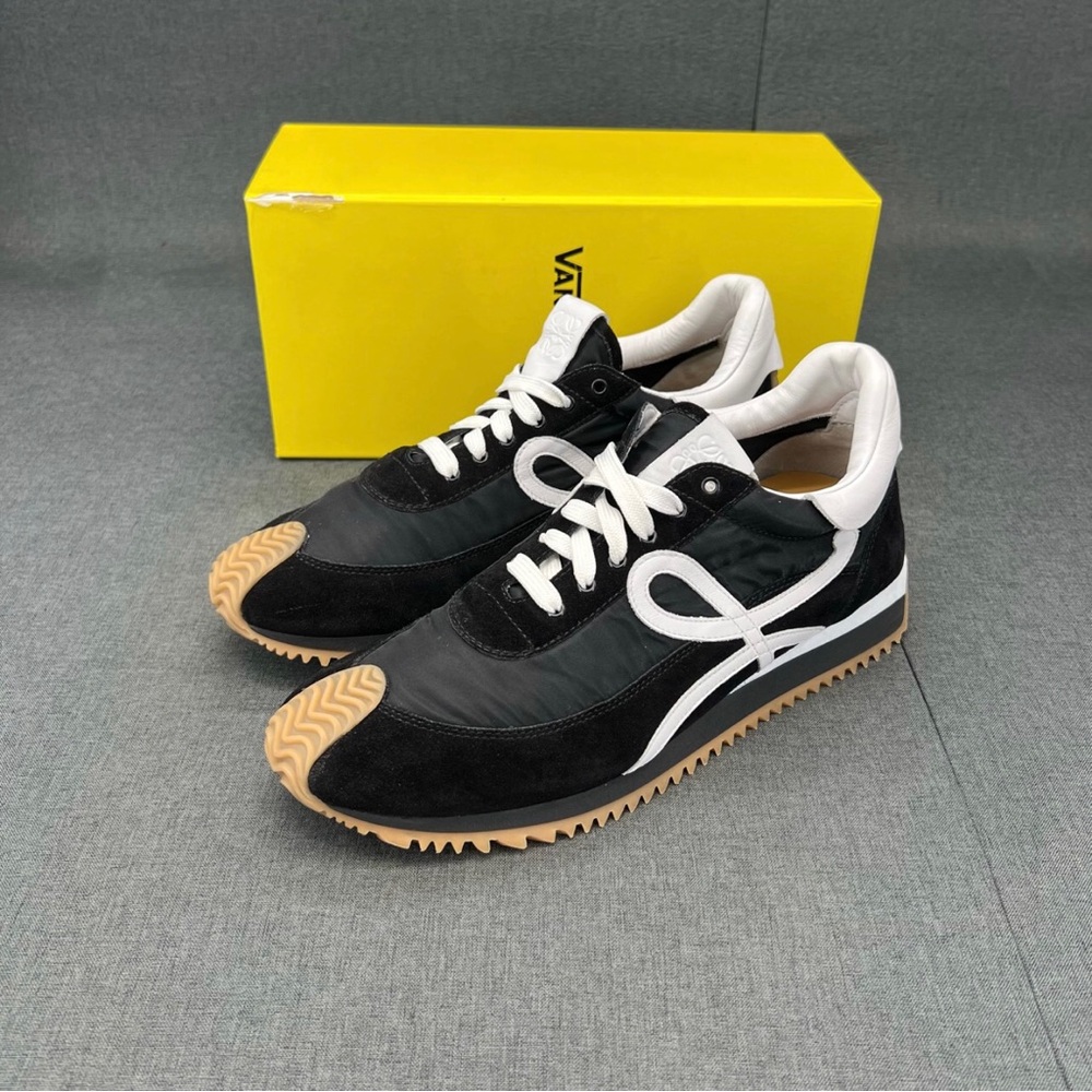 Loewe Black and White Sneakers with Tan Accents